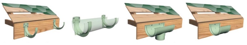 Монтаж элементов пластиковой водосточной системы