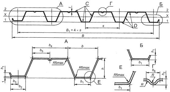 схема профнастила н 60