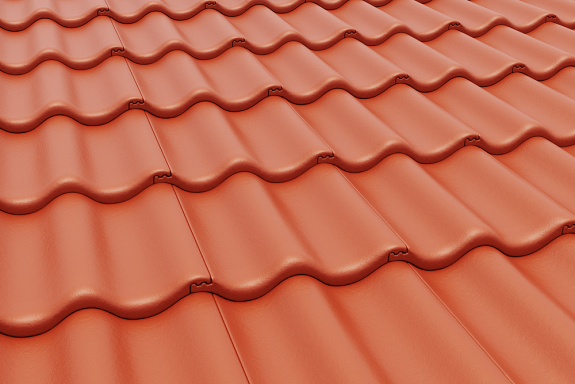 Цементно-песчаная черепица Протектор красная