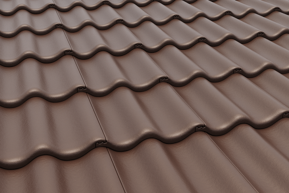 Цементно-песчаная черепица Протектор коричневая