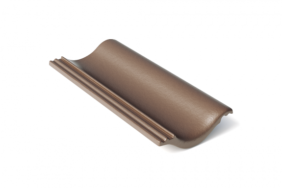 Половинчатая цементно-песчаная черепица протектор коричневая