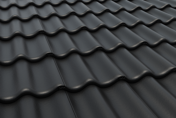 Цементно-песчаная черепица Протектор черная