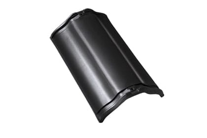 Центральная коньковая черепица без муфт Braas Рубин 13V Глазурь глубокий черный