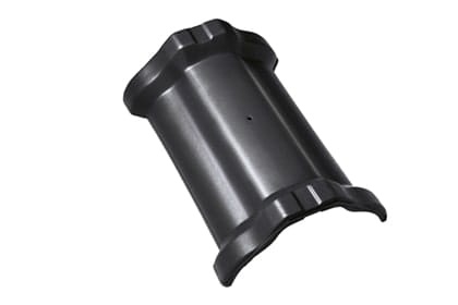 Центральная коньковая черепица с муфтами Braas Рубин 11V Глазурь глубокий черный