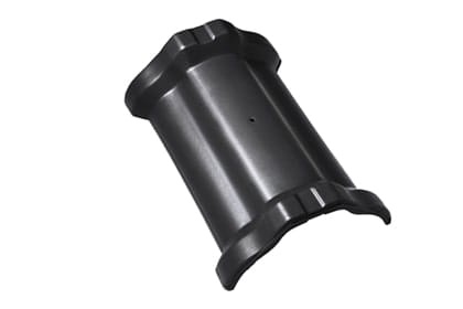 Центральная коньковая черепица с муфтами Braas Рубин 13V Глазурь глубокий черный