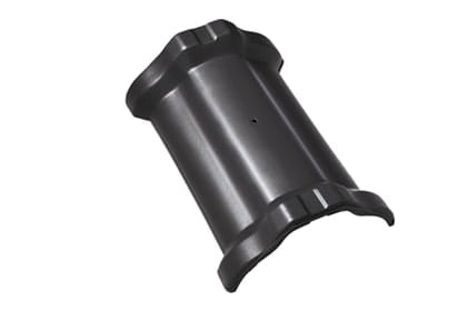 Центральная коньковая черепица с муфтами Braas Рубин 13V Глазурь королевский серый