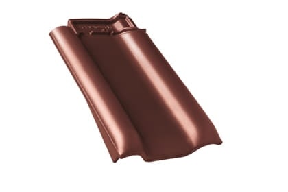 Боковая левая черепица Braas Рубин 13V Глазурь красный бук