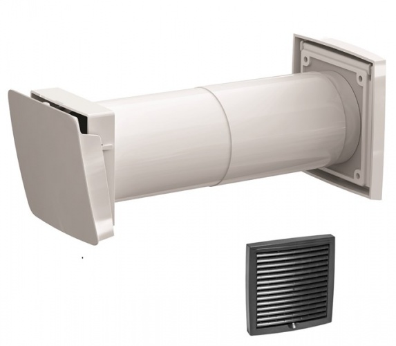 WIVE 100 приточный клапан (приточ. клапан с термостатом, фильтр, черная вент. реш. 380030+793322)