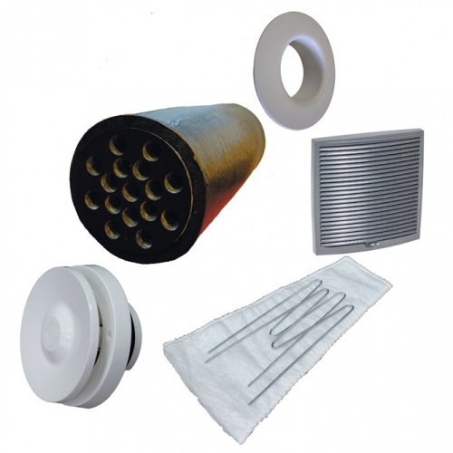 Приточный вентиль VELCO для домов с повышенным уровнем шума с серой вент. решеткой (801010+793337)