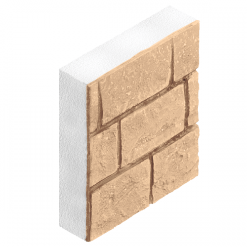 Полифасад на базальтовом утеплителе Греческий камень 500х500х100