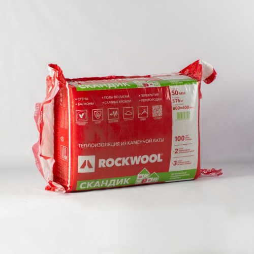 Утеплитель Rockwool Лайт Баттс Скандик 28-35 кг/м³ 36λ (800х600х50мм) 12 шт/уп