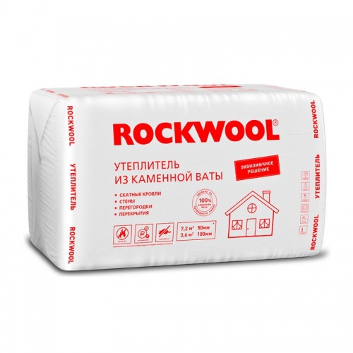 Утеплитель Rockwool Эконом 26 кг/м³ 39λ (1000х600х50) 12 шт/уп