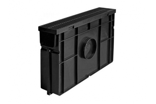 Комплект Gidrolica Light: пескоуловитель для пластиковых лотков ПУ 10.11,5.32 - пластиковый с решеткой РВ- 10.11.50 пластиковой, ячеистой кл. A15