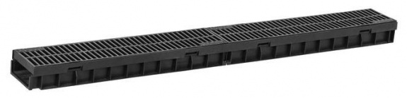 Комплект Gidrolica Light: лоток водоотводный ЛВ -10.11,5.5,5 - пластиковый с решеткой РВ- 10.11.50 пластиковой ячеистой, кл. B125