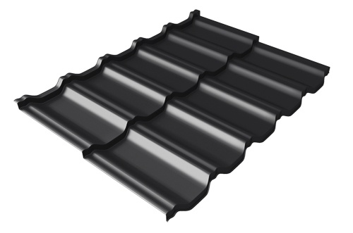 Металлочерепица модульная квинта Uno Grand Line c 3D резом 0,45 Drap ST RAL 9005 черный