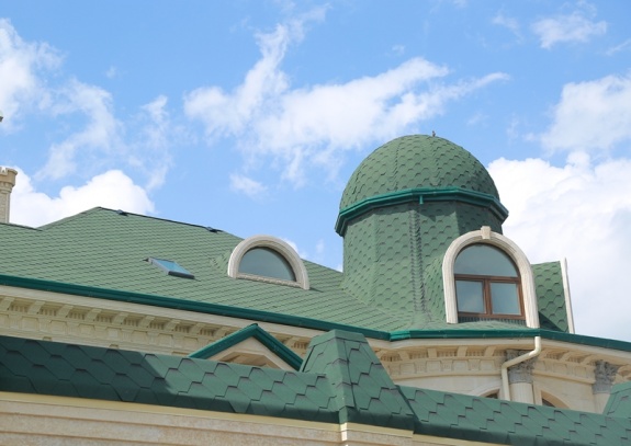 Гибкая черепица Roofshield Premium Стандарт Зеленый с оттенением