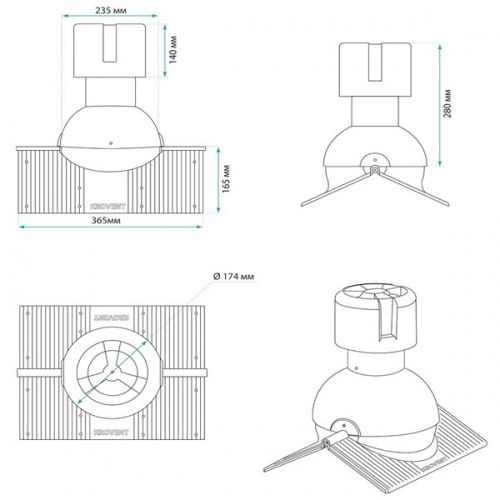 Коньковый элемент Krovent – Pipe-Cone для любого вида кровли красный