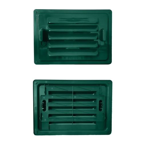 Вентиляционная регулируемая решетка для цоколя KROVENT зеленая