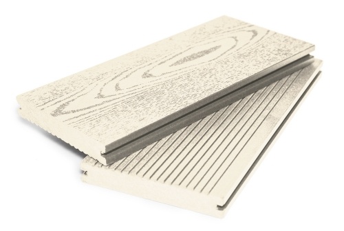 Террасная доска Grand Line 140 мм вельвет и тиснение Слоновая Кость 3 м (БШТ)