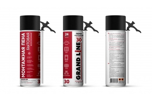 Пена монтажная бытовая Grand Line 30 всесезонная, 500мл, 470г