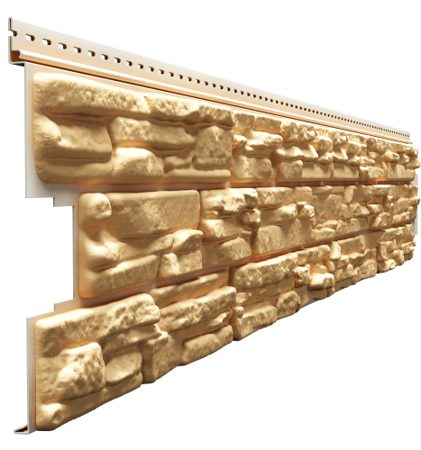 Сайдинг виниловый, под камень, Docke Lux, Rocky, Пекан