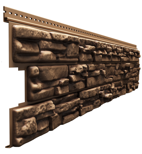 Сайдинг виниловый, под камень, Docke Lux, Rocky, Кедровый орех