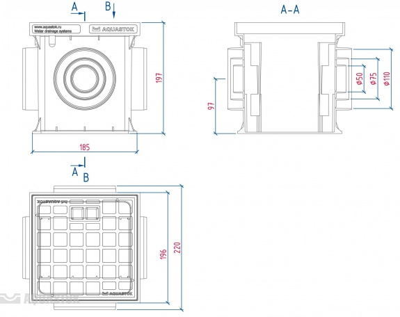 Дождеприемник универсальный 200х200 в сборе (без решетки)