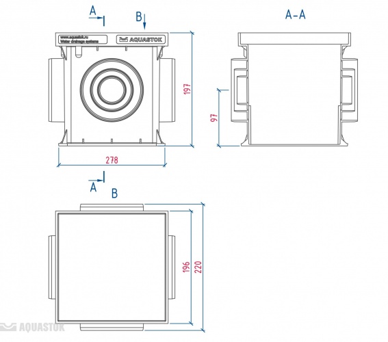 Дождеприемник универсальный 300х300 в сборе (без решетки)