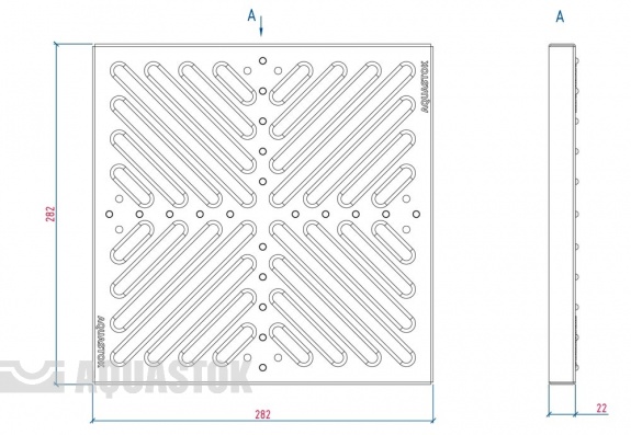 Решетка штампованная оцинкованная для дождеприемника 300х300, класс нагрузки А15 Aquastok (32832)