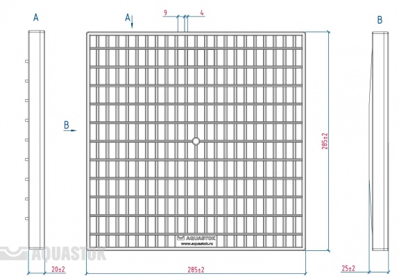 Решетка пластиковая для дождеприемника 300х300, класс нагрузки А15 Aquastok (32851)