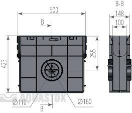 Пескоуловитель пластиковый NORMA DN100 класс нагрузки С250 500х148х423 (11042)