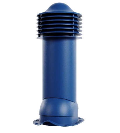 Труба вентиляционная для металлочерепицы d125/110мм, h-650мм утепленная RAL 5005 синий