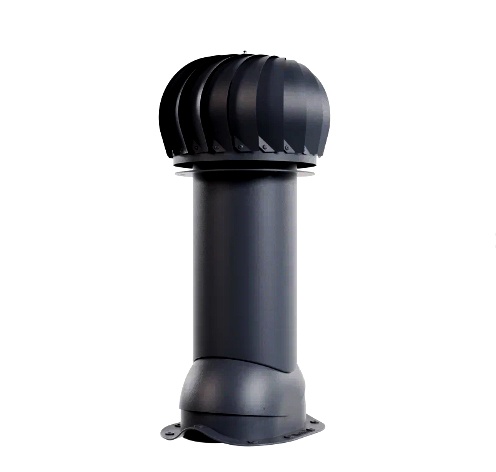 Роторная вентиляция для металлочерепицы d150мм, h-650мм утепленная RAL 9005