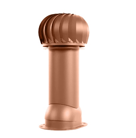 Роторная вентиляция для готовой мягкой и фальцевой кровли d150мм, h-650мм утепленная RAL 8004