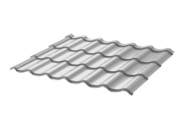 Металлочерепица МЧ2 Стандарт 0.45 RAL9006 белый алюминий