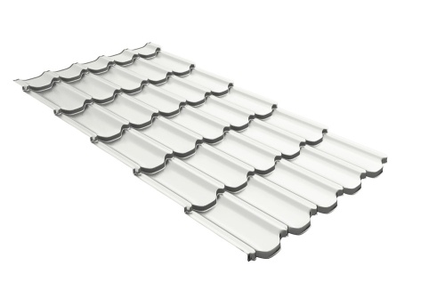 Металлочерепица квинта плюс Grand Line c 3D резом 0,45 Drap RAL 9003 сигнальный белый