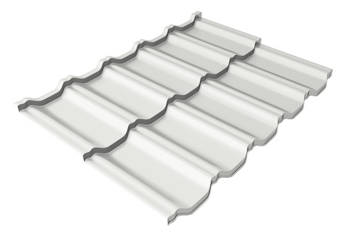 Металлочерепица модульная квинта Uno Grand Line c 3D резом 0,45 Drap RAL 9003 сигнальный белый