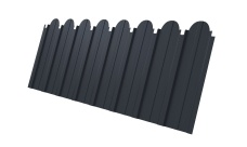 Профнастил С10A фигурный Grand Line 0,5 Quarzit с пленкой RAL 7024 мокрый асфальт