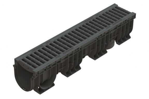 Лоток водоотводный пластиковый PolyMax Basic DN150 h217 с решеткой пластиковой ячеистой кл. В125 (комплект)