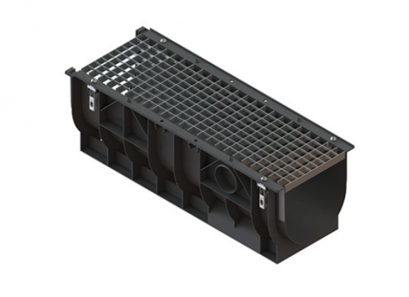 Лоток водоотводный PolyMax Basic DN300 h354 с решеткой ячеистой стальной кл. А15 (комплект)