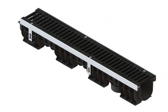 Лоток водоотводный PolyMax Drive DN100 h170 пластиковый с решеткой щелевой чугунной ВЧ кл.С (комплект)