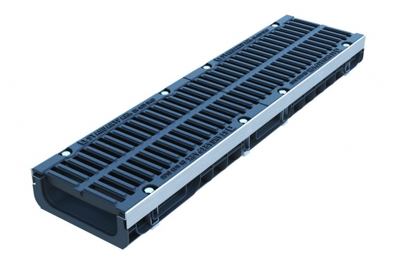 Лоток водоотводный PolyMax Drive DN200 h97 с решеткой щелевой чугунной ВЧ кл.D400 (к-т)