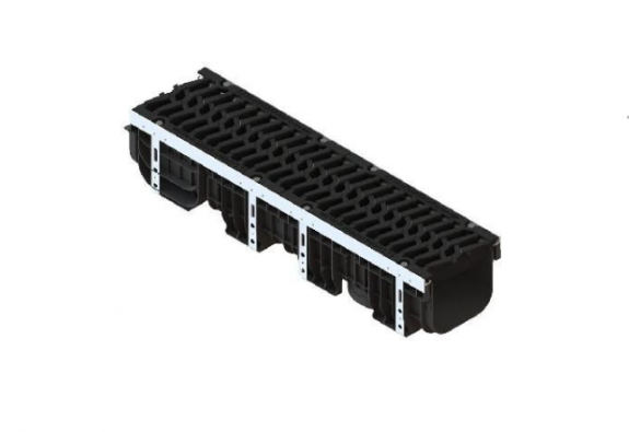 Лоток водоотводный PolyMax Drive DN200 h217 с решеткой щелевой чугунной ВЧ кл.D400 (к-т)