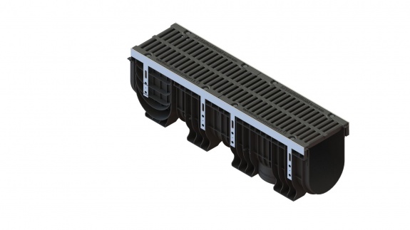 Лоток водоотводный PolyMax Drive DN200 h317 с решеткой щелевой чугунной ВЧ кл.D400 (к-т)