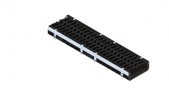 Лоток водоотводный PolyMax Drive DN200 h97 с решеткой чугунной «шина» ВЧ кл. Е600 (к-т)
