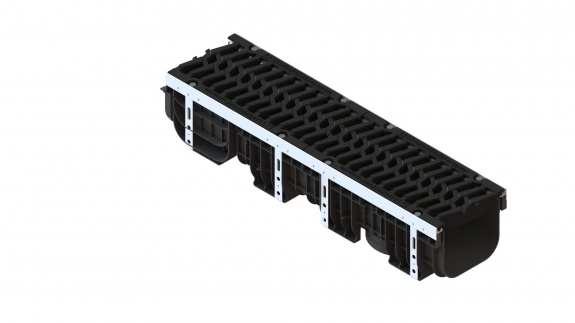 Лоток водоотводный PolyMax Drive DN200 h217 с решеткой чугунной «шина» ВЧ кл. Е600 (к-т)