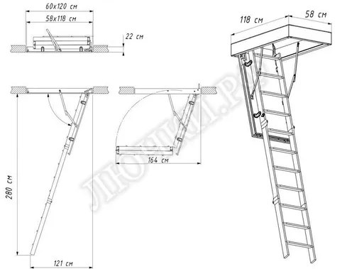 Металлическая лестница Fakro LTM 60x120x280