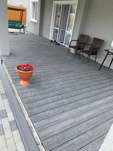 Террасная доска 3D TalverWood 150*25*6000 серая брашированная двусторонняя (текстура-вельвет)