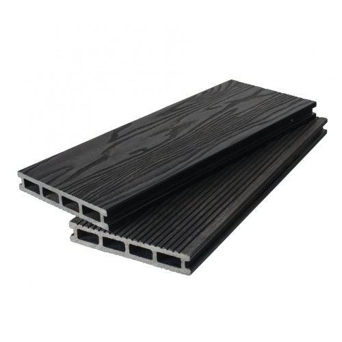 Террасная доска 3D TalverWood 150*25*4000 антрацит брашированная двусторонняя (текстура-вельвет) 