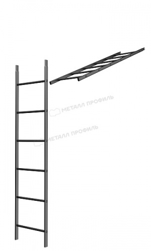 Лестница кровельная стеновая МП дл. 1860 мм без кронштейнов (9005)_1шт и метизы